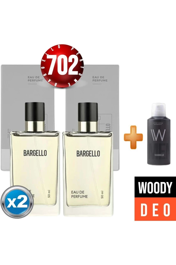 BARGELLO Parfüm 702x2(2Adet) Woody Erkek 50 ml + Woody Deodorant Erkek 150 ml  RSAF972