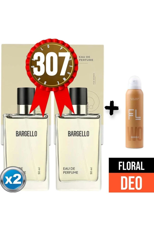 BARGELLO Parfüm 307x2 2 Adet Floral 50 ml + Floral Deodorant 150 ml