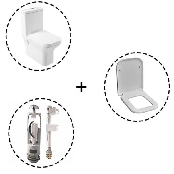 Serel Nita Btw Duvara Sıfır Klozet Seti 4 Parça SET.NT64STS110H - Resim 2