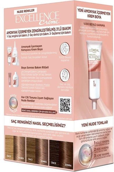 L’oréal Paris Excellence Creme Nude Renkler Saç Boyası – 6u Nude Koyu Kumral - 3