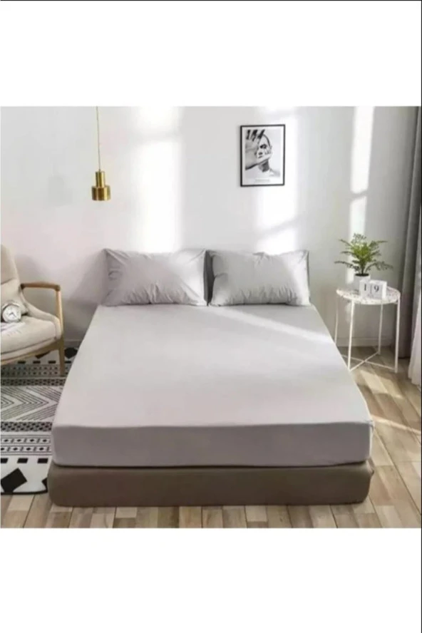 Soft Colours 120x200 Tek Kişilik Lastikli Çarşaf + 1 Adet Yastık Kılıfı açık gri
