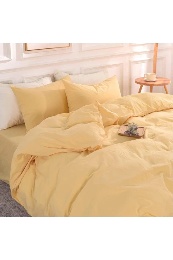 Soft Colours Tek Kişilik Ranforce 160x220 Nevresim Seti Düz Renk SARI