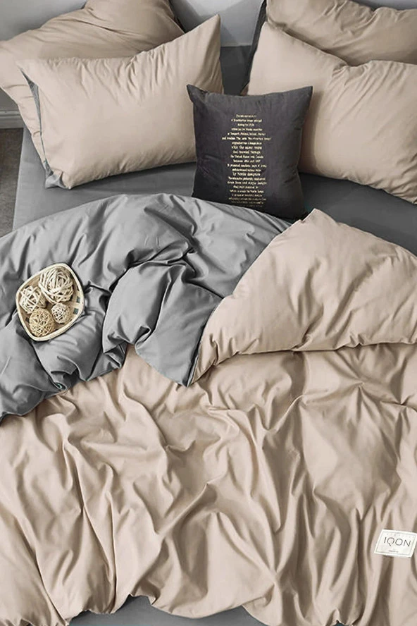 Soft Colours Tek Kişilik Ranforce 160x220 Nevresim Seti Düz RenK KAHVE-ANTRASİT