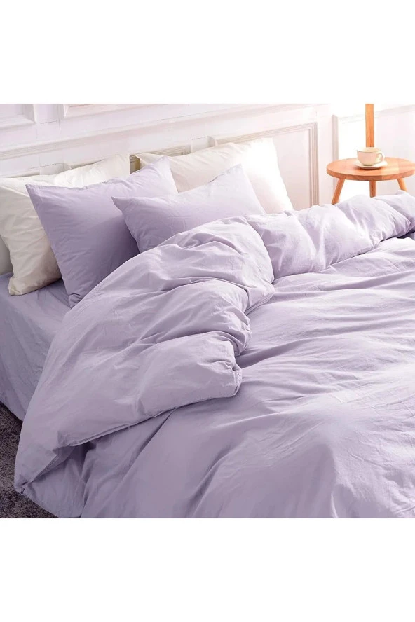 Soft Colours Tek Kişilik Ranforce 160x220 Nevresim Seti Düz Renk LİLA