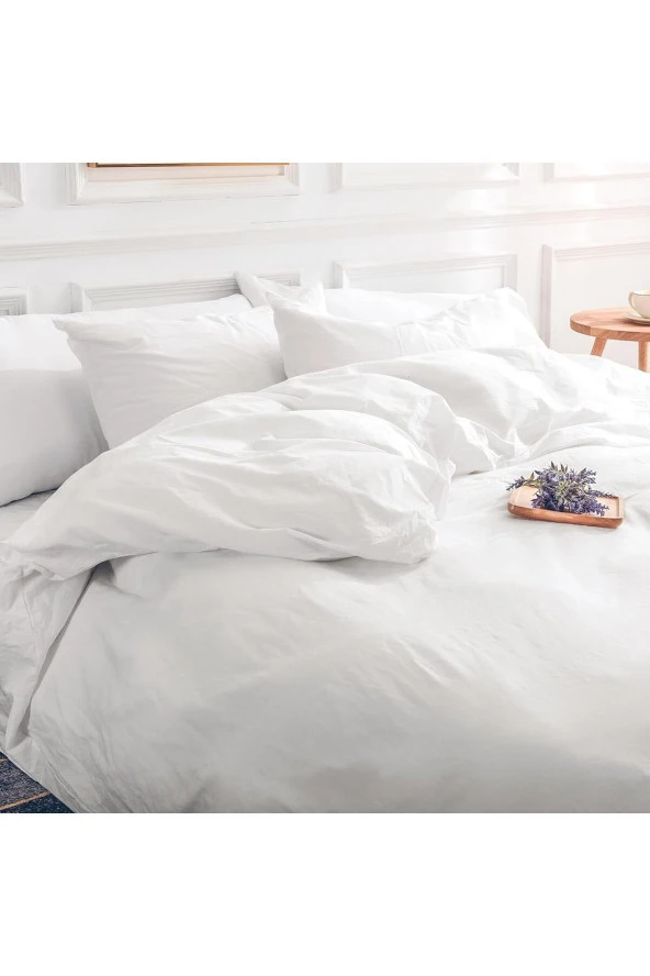 Soft Colours Lastikli Çarşaflı Tek Kişilik Nevresim Takımı BEYAZ