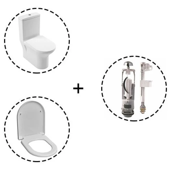 Serel Nita Yuvarlak Btw Duvara Sıfır Klozet Seti SET.NT63STS110H - 2