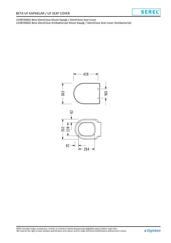 Serel Nita Yuvarlak Btw Duvara Sıfır Klozet Seti SET.NT63STS110H - 5