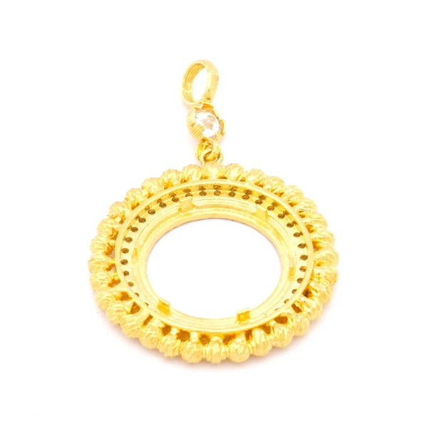 Altın Kaplama Dorikalı Yurvarlak Yarım Çerçeve Kolye Ucu TGR-366 - Resim 5