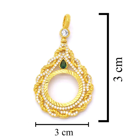 Altın Kaplama Yeşil Taşlı Sonsuzluk Çeyrek Çerçeve Kolye Ucu TGR-359 - Resim 3