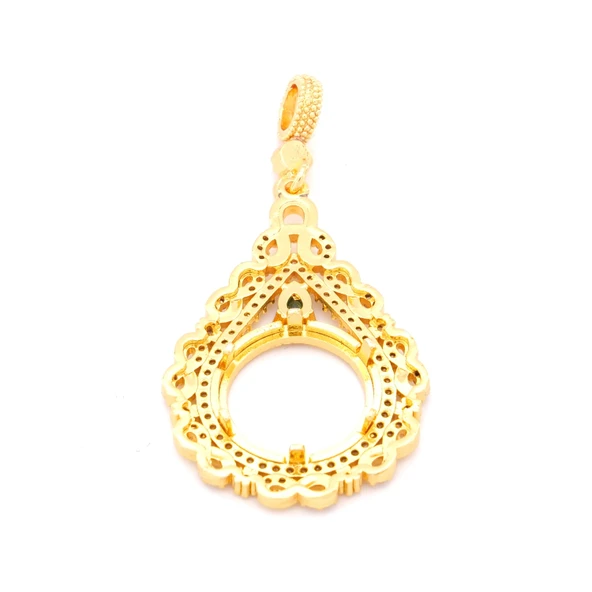 Altın Kaplama Yeşil Taşlı Sonsuzluk Çeyrek Çerçeve Kolye Ucu TGR-359 - Resim 4