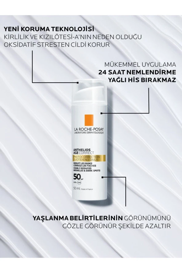 La Roche Posay Anthelios Age Correct SPF50+ Yaşlanma Karşıtı Yüz Güneş Kremi 50 ml - 4