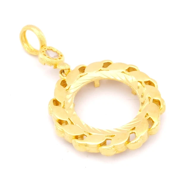 Altın Kaplama Yuvarlak Çeyrek Çerçeve Kadın Kolye Ucu TGR-477 - Resim 3