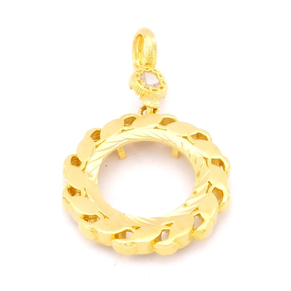 Altın Kaplama Yuvarlak Çeyrek Çerçeve Kadın Kolye Ucu TGR-477 ürün görseli