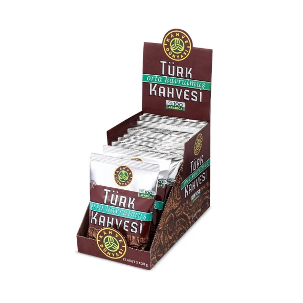 Kahve Dünyası Orta Kavrulmuş Türk Kahvesi 100 gr x 12 Adet + Kahve Dünyası Bitter ve Sütlü Kaşık Çikolata 6 gr x 12 Adet - 6