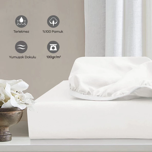 Soley | Jersey | %100 Pamuk Çift Kişilik 200 x 200 Lastikli Çarşaf - 2