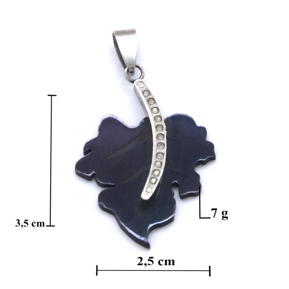 FerizZ 316L Çelik Zirkon Taşlı Yaprak Kolye Ucu TGR-574 - Resim 4