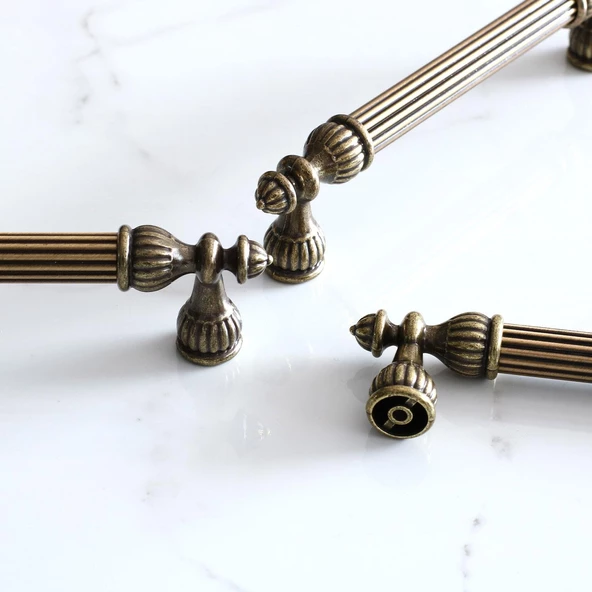 Şah 192 mm Eskitme Antik Sarı  Metal Mobilya Mutfak Çekmece Kapak Dolap Dolabı Kulpu Kulbu Kulpları - Resim 3