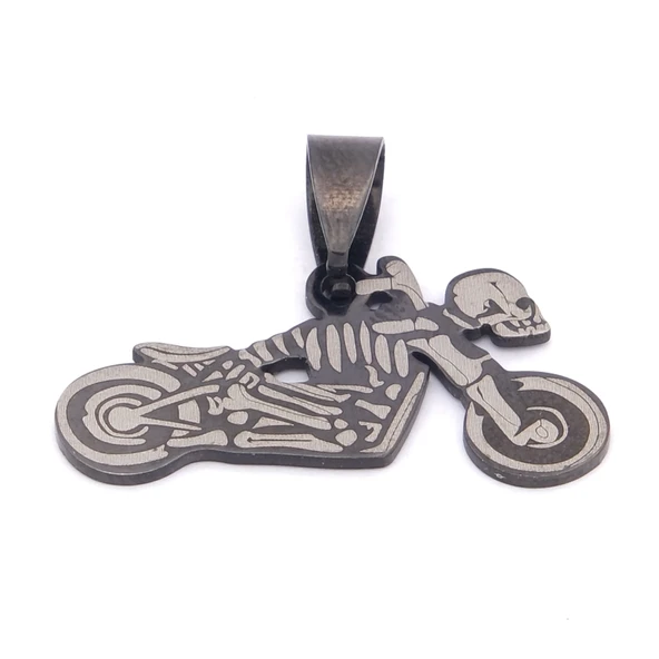 FerizZ 316L Çelik Siyah Motorsiklet Şeklinde Kolye Ucu TGR-571 ürün görseli