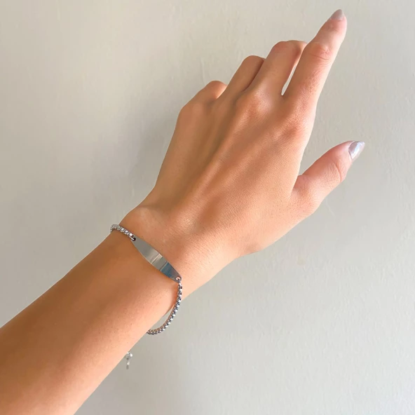 316L Çelik İsim Yazılabilen Zincir Bileklik BLK-992 - Resim 3