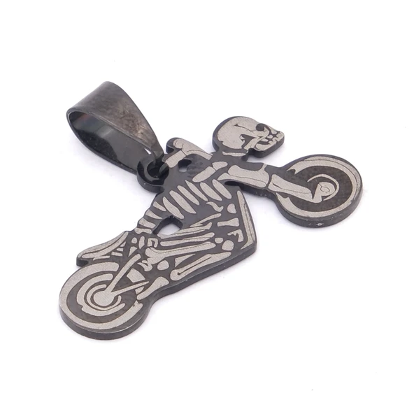 FerizZ 316L Çelik Siyah Motorsiklet Şeklinde Kolye Ucu TGR-571 - Resim 3