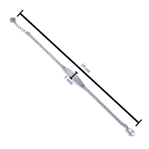 316L Çelik İsim Yazılabilen Zincir Bileklik BLK-992 - Resim 4