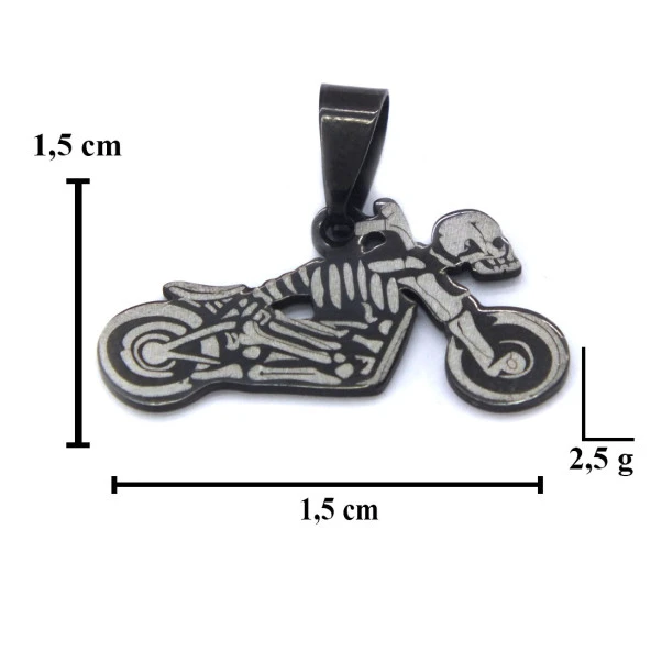 FerizZ 316L Çelik Siyah Motorsiklet Şeklinde Kolye Ucu TGR-571 - Resim 5