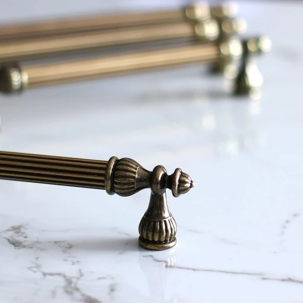 Şah 192 mm Eskitme Antik Sarı  Metal Mobilya Mutfak Çekmece Kapak Dolap Dolabı Kulpu Kulbu Kulpları - Resim 7