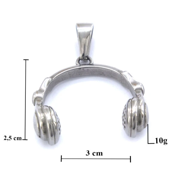 FerizZ 316L Çelik Kulaklık Şeklinde Kolye Ucu TGR-567 - Resim 3