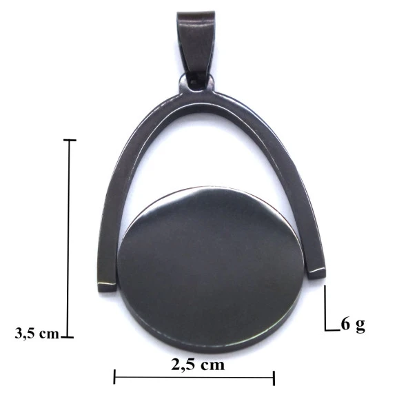 FerizZ 316L Çelik Siyah Yuvarlak Detaylı Kolye Ucu TGR-557 - Resim 4