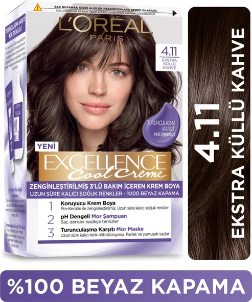 L'Oréal Paris L’oréal Paris Excellence Cool Creme Saç Boyası – 4.11 Ekstra Küllü Kahve ürün görseli