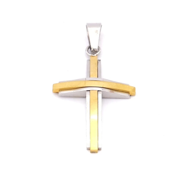 FerizZ Altın Kaplama Çift Renkli Haç Kolye Ucu TGR-546 ürün görseli
