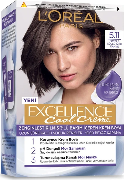 L’Oréal Paris Excellence Cool Creme Saç Boyası – 5.11 Ekstra Küllü Açık Kahve - Resim 2