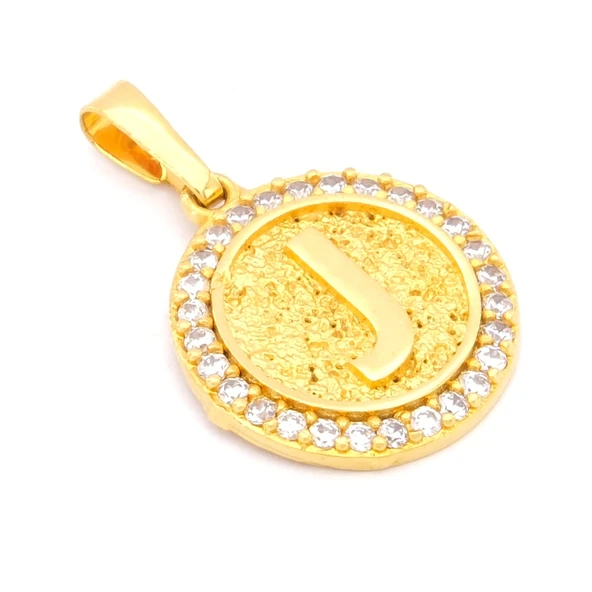 FerizZ Altın Kaplama Zirkon Taşlı J Harfli Kolye Ucu TGR-535 - Resim 3
