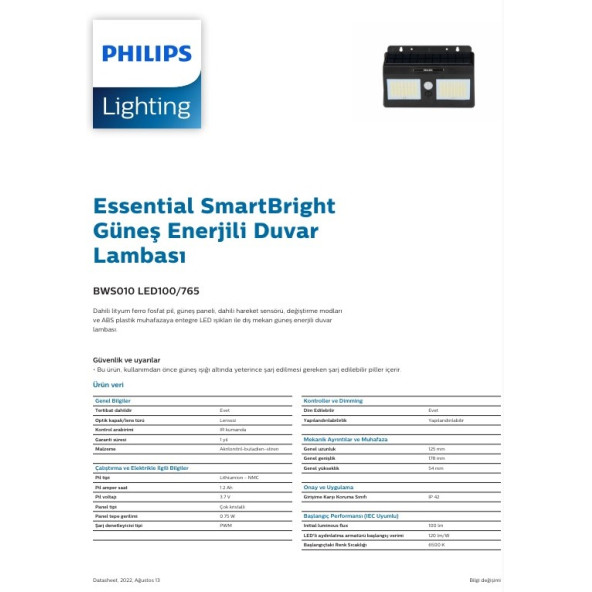 Bws010 Led100/765 1W-10W Solar Duvar Armatürü - 4