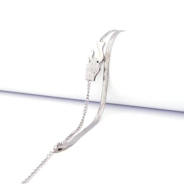 316L Çelik Yılan Kafası İtalyan Zincir Bileklik BLK-765