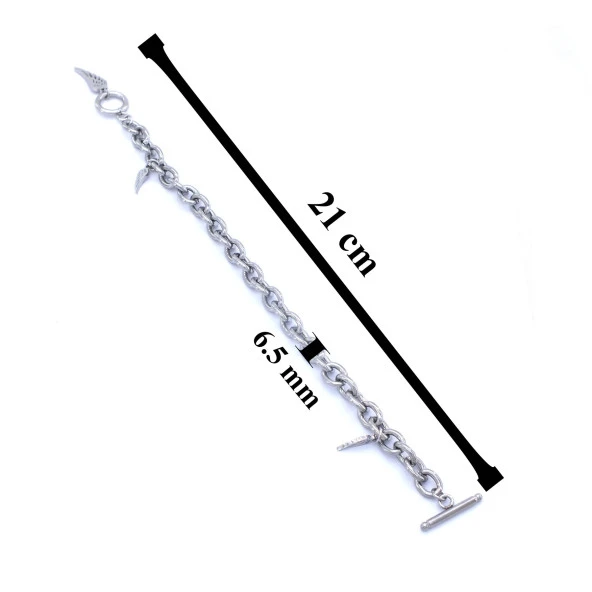 316L Çelik Kanat Detaylı Zincir Bileklik BLK-776 - Resim 5