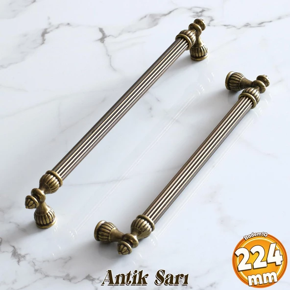 Şah 224 mm Eskitme Antik Sarı  Metal Mobilya Mutfak Çekmece Kapak Dolap Dolabı Kulpu Kulbu Kulpları