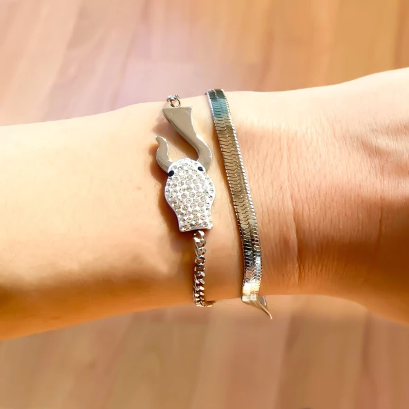 316L Çelik Yılan Kafası İtalyan Zincir Bileklik BLK-765 - 3