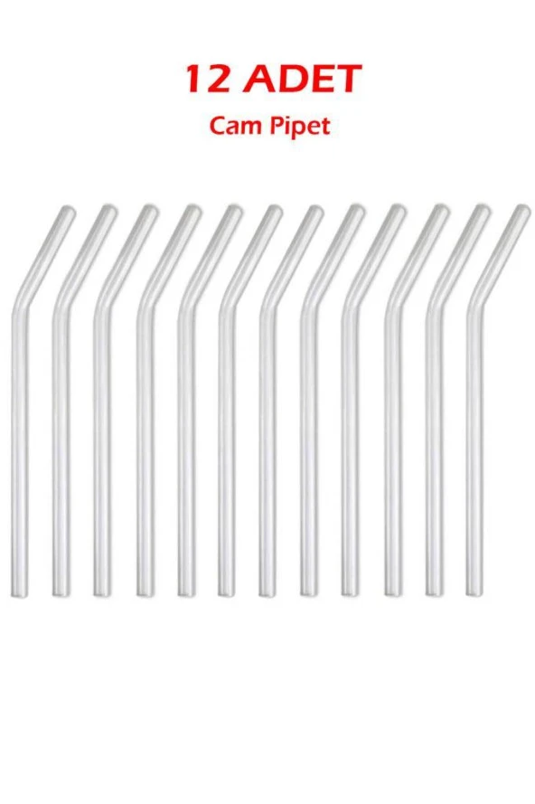 12li Cam Şeffaf Eğimli Pipet 16cm - 7