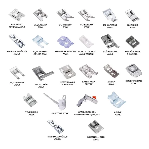Ev Tipi Dikiş Makinesi 24 Parça Ayak Seti ürün görseli 1