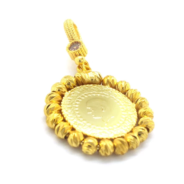 Altın Kaplama Dorikalı Çeyrek Altınlı Kadın Kolye Ucu TGR-580 - Resim 3