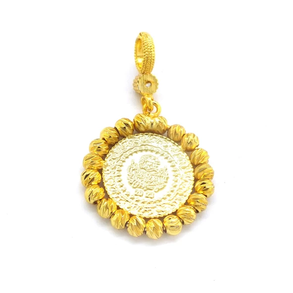 Altın Kaplama Dorikalı Çeyrek Altınlı Kadın Kolye Ucu TGR-580 - Resim 4