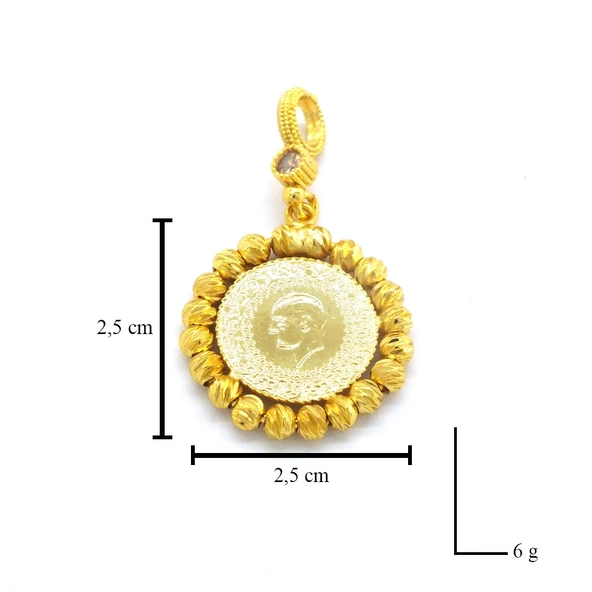 Altın Kaplama Dorikalı Çeyrek Altınlı Kadın Kolye Ucu TGR-580 - Resim 5