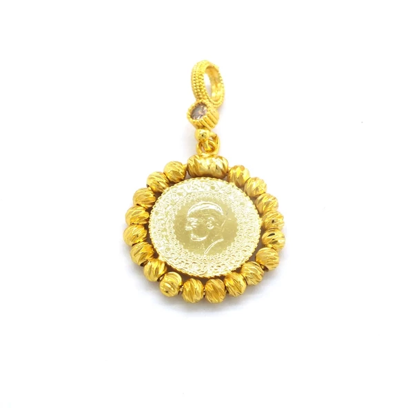 Altın Kaplama Dorikalı Çeyrek Altınlı Kadın Kolye Ucu TGR-580 ürün görseli