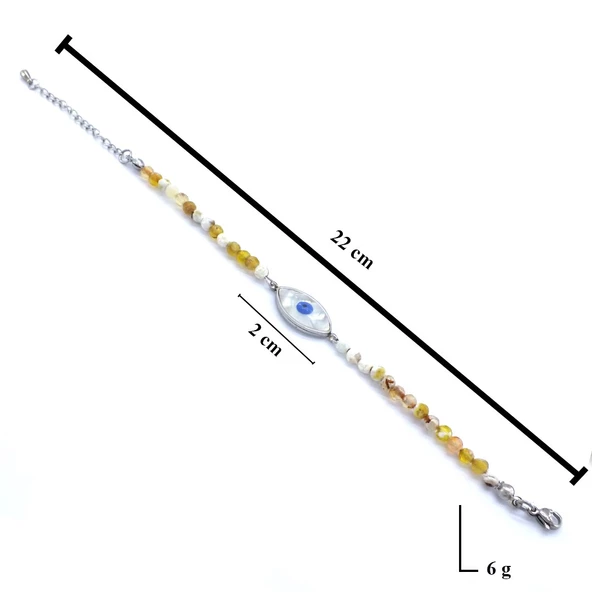 316L Çelik Göz Motifli Sarı Boncuk Bileklik BLK-880 - Resim 4