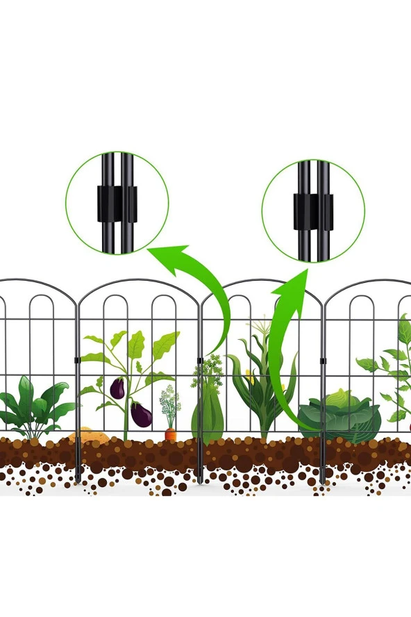 DEKOREATİF BAHÇE ÇİTİ 33CM TEK PARÇA MODEL - 1 SİYAH HOBİ BAHÇESİ, ÇİÇEK, SEBZE, MİNİ BAHÇE - 8