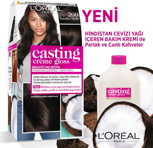 L'Oréal Paris Casting Crème Gloss Saç Boyası 200 Karadut Siyahı - Resim 2