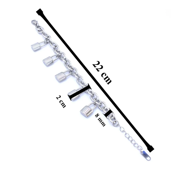 316L Çelik Kilit Model Kadın Bileklik BLK-775 - Resim 6