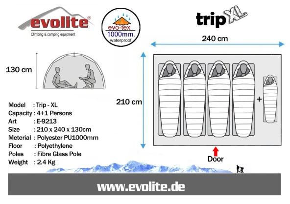 Evolite Trip XL Monodome 4+1 Kişilik Kamp Çadırı - 2