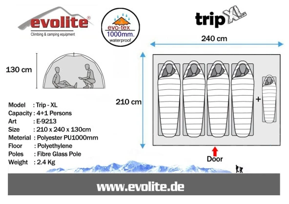 Evolite Trip XL Monodome 4+1 Kişilik Kamp Çadırı - 7